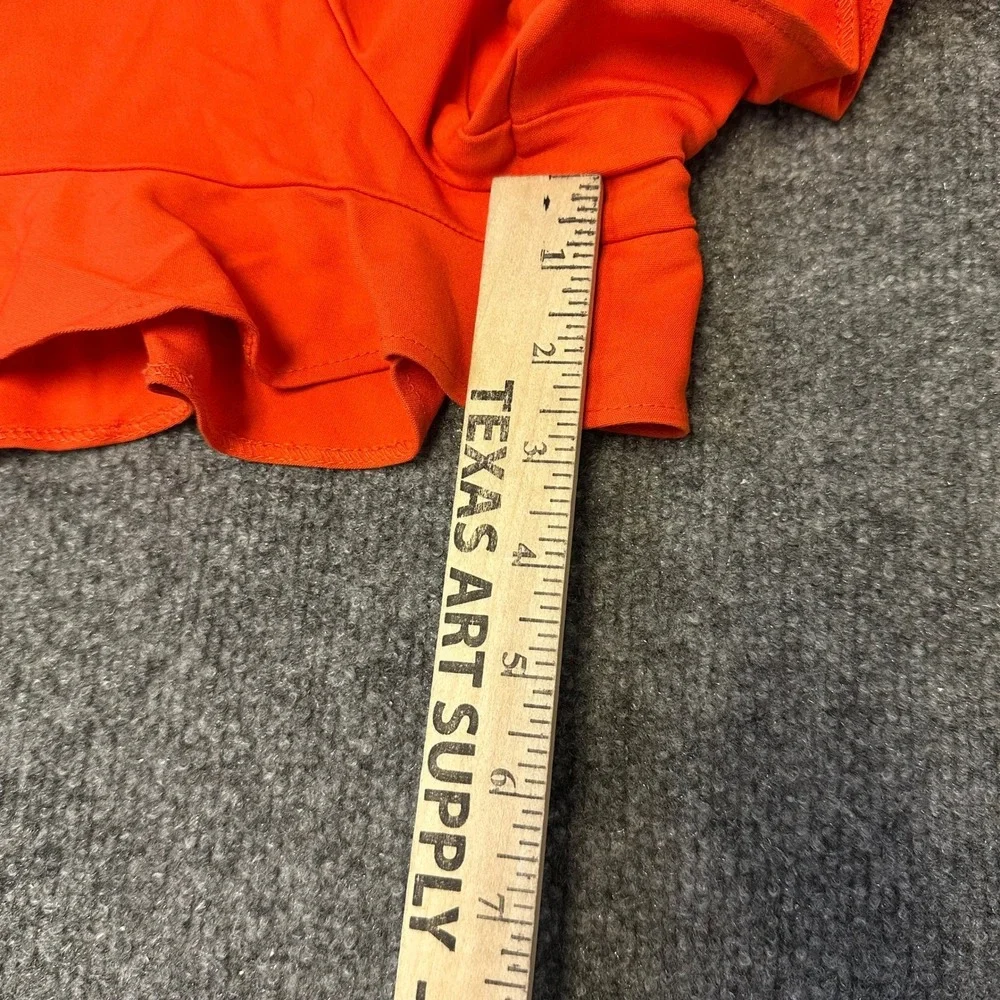 Zara Shorts Womens Size S Orange Ruffle Hem Casual Rear Zip Summer Trafaluc